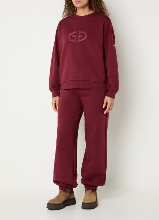Goldbergh Luma high waist tapered fit joggingbroek met steekzakken - voorkant 4 bordeauxrood