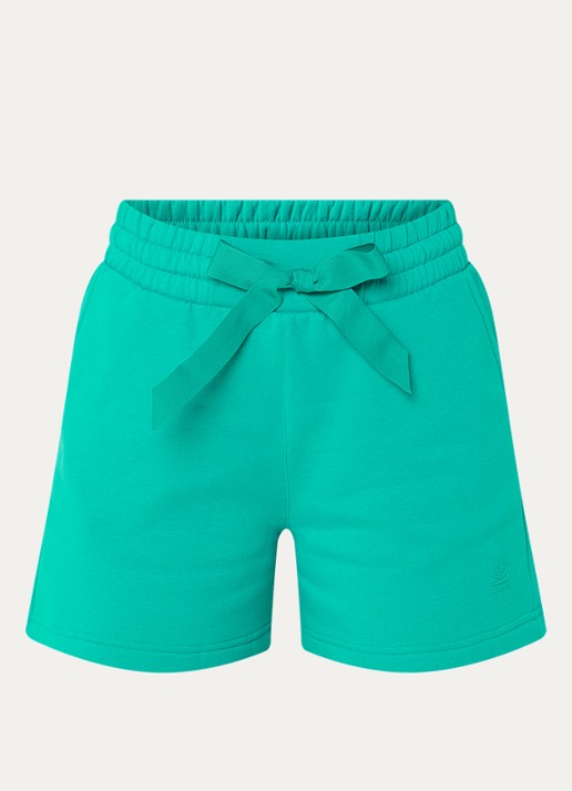 Goldbergh Nice high waist straight fit korte broek met steekzakken - voorkant turquoise