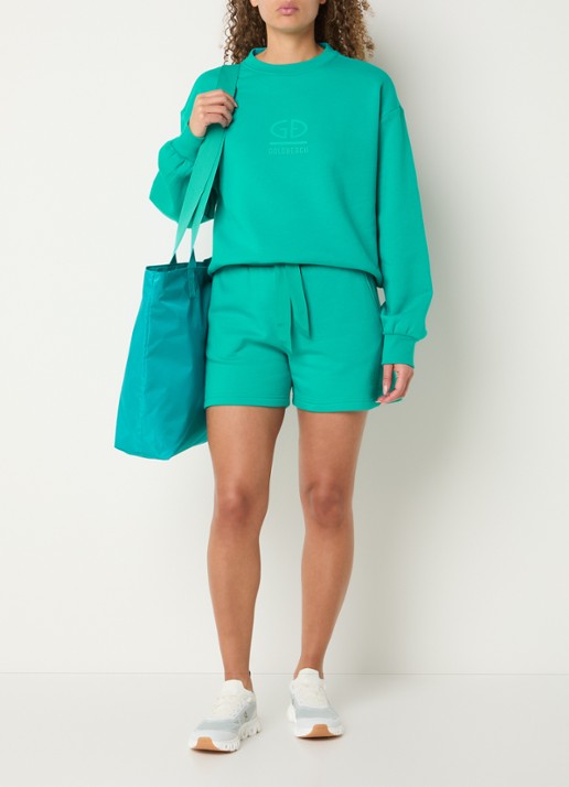 Goldbergh Nice high waist straight fit korte broek met steekzakken - voorkant 2 turquoise