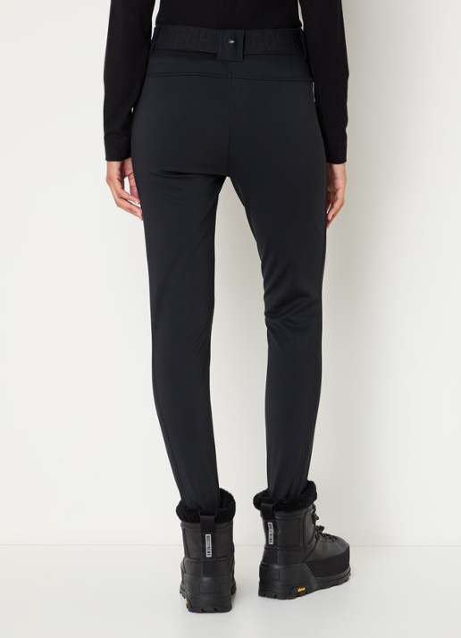 Goldbergh Paris high waist slim fit skibroek met ceintuur - achterkant zwart