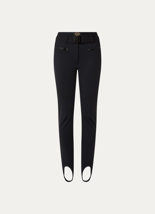 Goldbergh Paris high waist slim fit skibroek met ritszakken - voorkant 4 zwart
