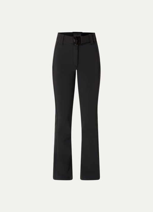 Goldbergh Pippa high waist flared fit skibroek met ceintuur - voorkant 4 zwart