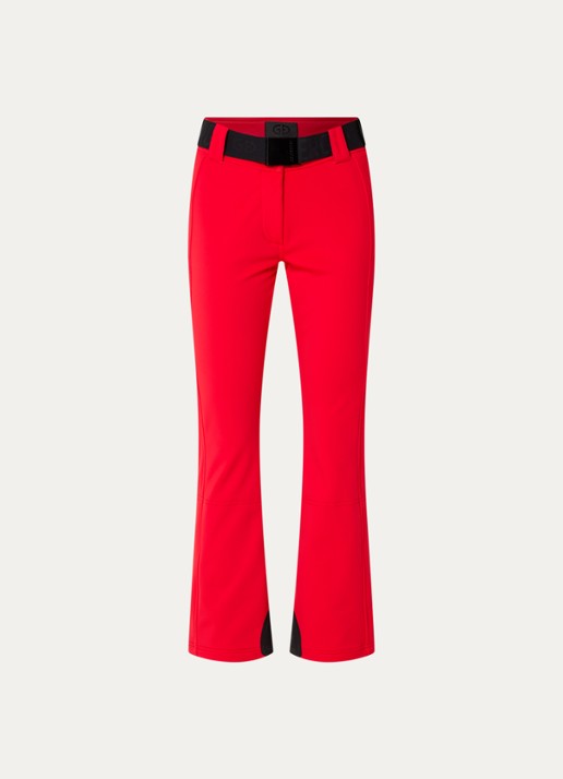 Goldbergh Pippa high waist flared fit skibroek met ritszakken - voorkant rood