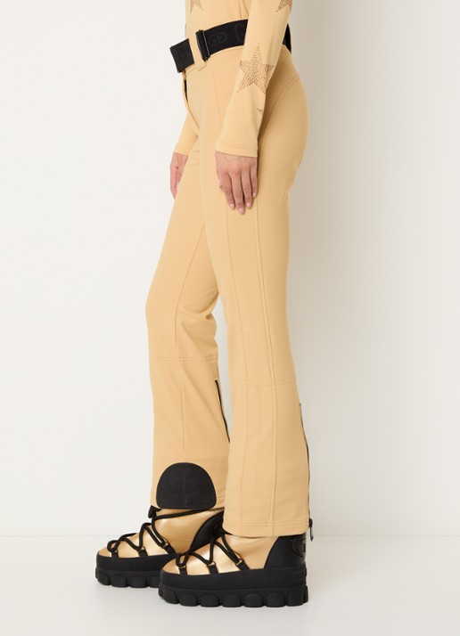 Goldbergh Pippa high waist flared fit skibroek met ritszakken - detail 2 camel