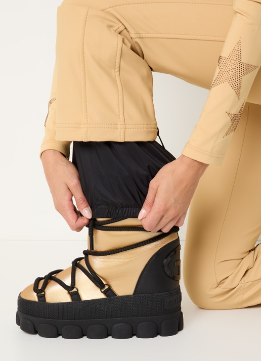Goldbergh Pippa high waist flared fit skibroek met ritszakken - detail 3 camel