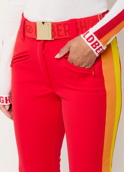 Goldbergh Roccia high waist flared fit skibroek met ceintuur - detail 6 rood