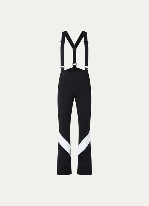 Goldbergh Shima high waist slim fit skibroek met ritskzakken - voorkant 6 zwart