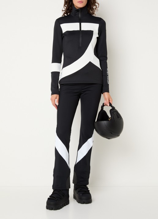 Goldbergh Shima high waist slim fit skibroek met ritskzakken - voorkant 7 zwart
