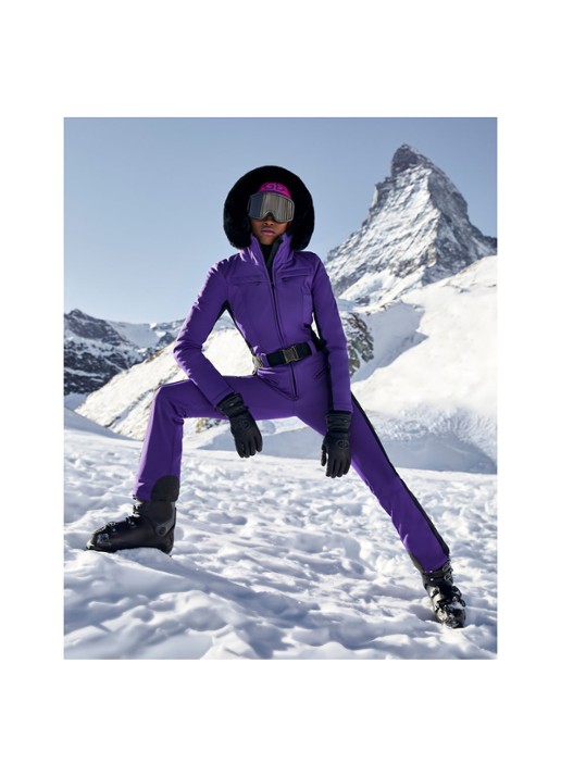 Goldbergh Softshell skipak met capuchon - detail 5 aubergine