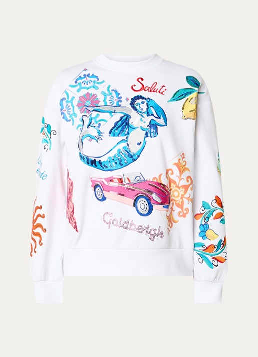 Goldbergh Sweater met front- en backprint - voorkant 3 wit