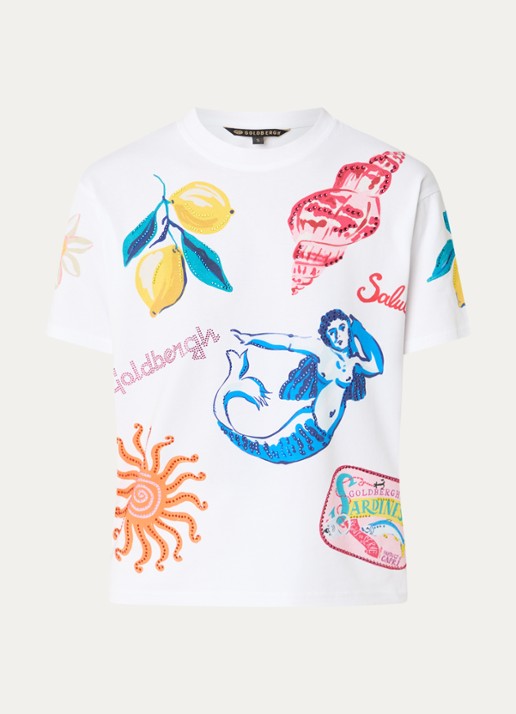 Goldbergh T-shirt met logo en print - voorkant 3 wit