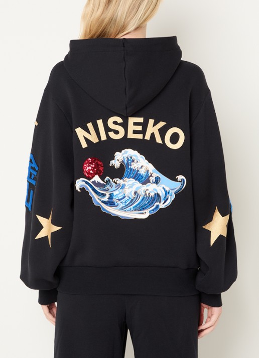 Goldbergh Tobu hoodie met logoprint en pailletten - achterkant zwart