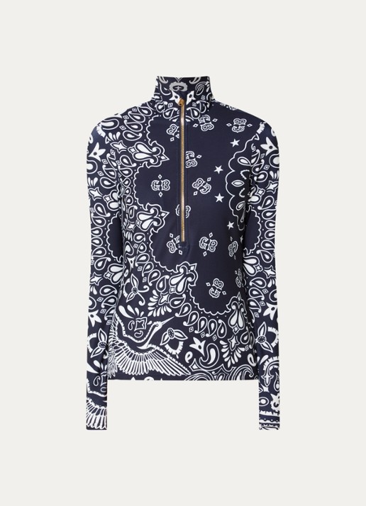 Goldbergh Toriko  skipully met print - voorkant donkerblauw