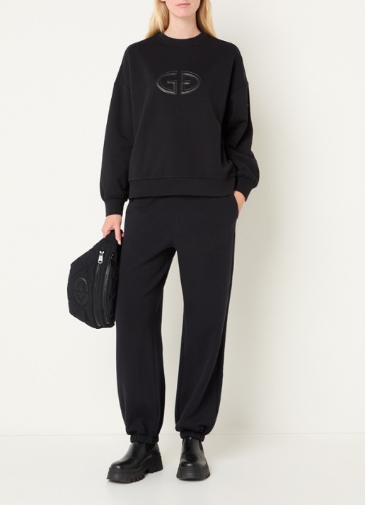 Goldbergh Tova sweater met logoborduring - voorkant 4 zwart