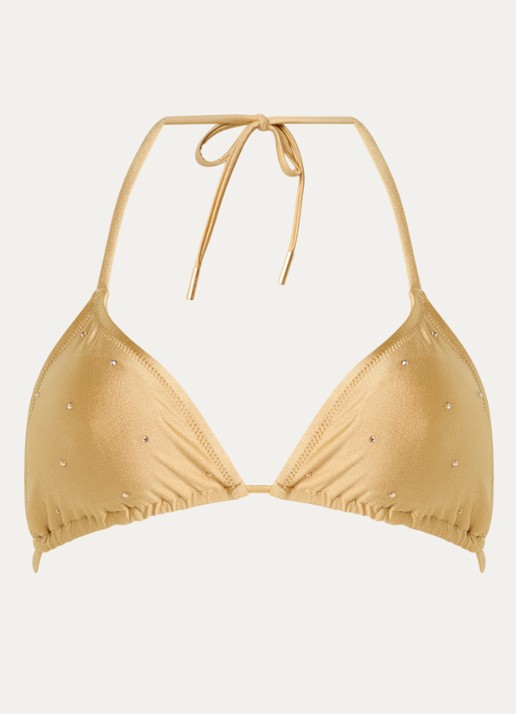 Goldbergh Velora triangel bikinitop met uitneembare vulling - voorkant goud