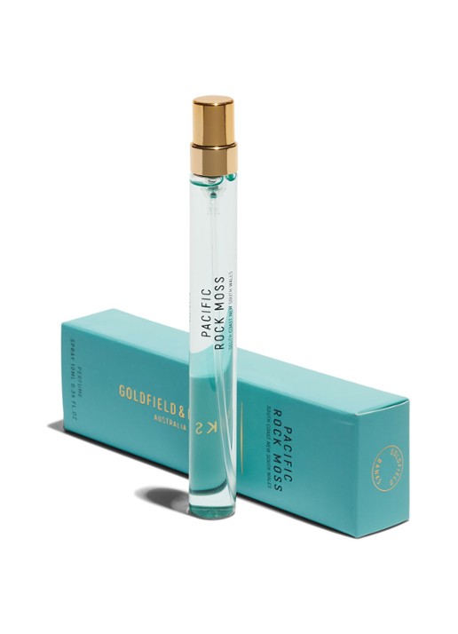 Goldfield & Banks Mini Pacific Rock Moss Eau de Parfum - travel size - voorkant 3 lichtblauw