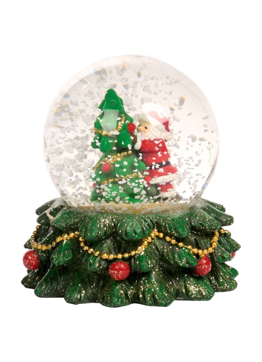 Goodwill Kerstman & Kerstboom sneeuwbol 9 cm