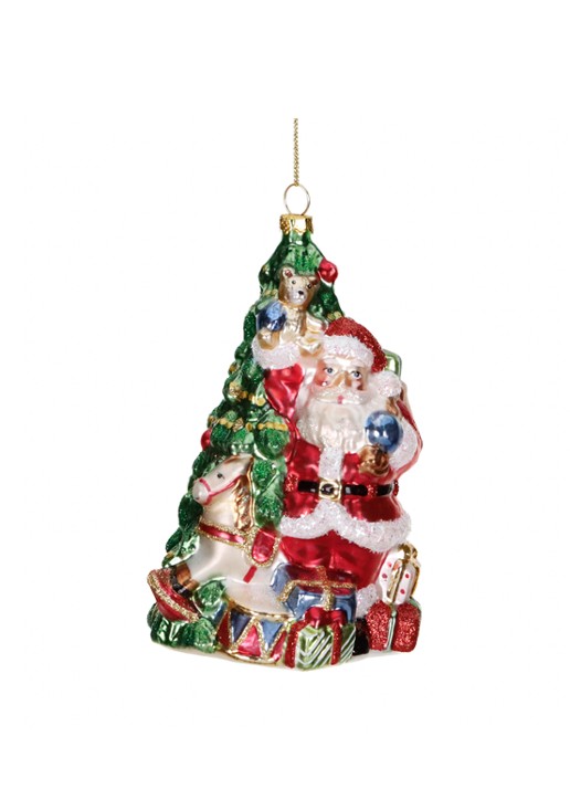 Goodwill Kerstman met Kerstboom en Cadeaus kersthanger 15 cm