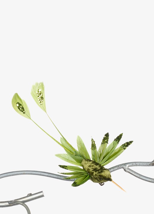 Goodwill Kolibrie kerstornament met clip 19 cm - voorkant groen