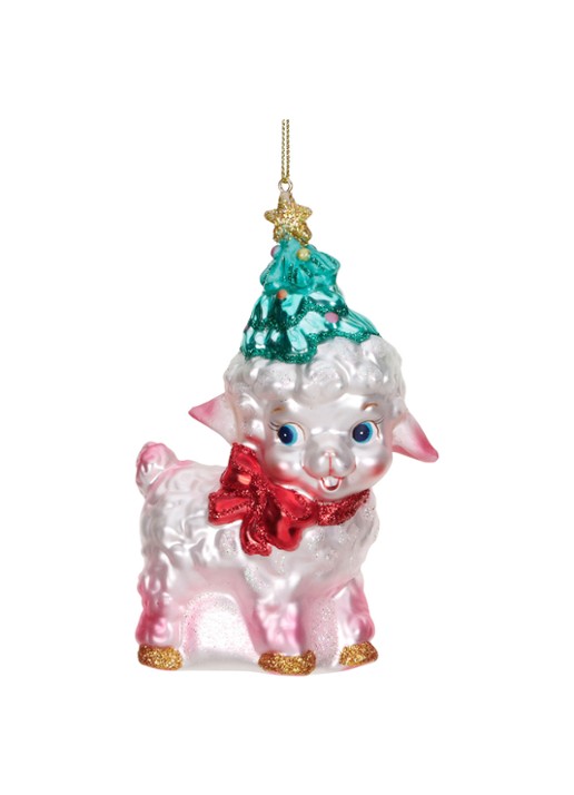Goodwill Retro Kerstschaap kersthanger 12,5 cm