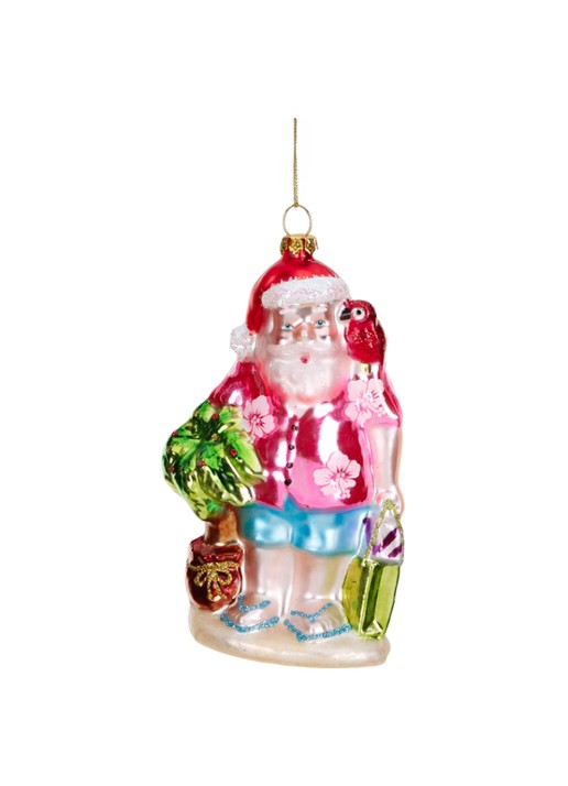 Goodwill Strandkerstman met Papegaai kersthanger 14 cm