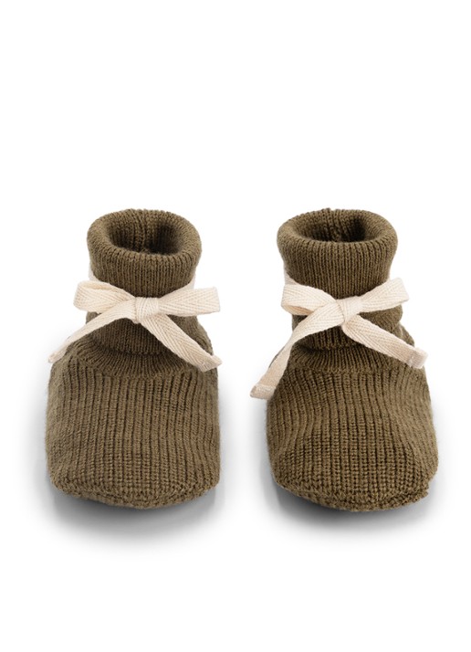 Gray Label Grofgebreide babyslofje van wol - voorkant bruin