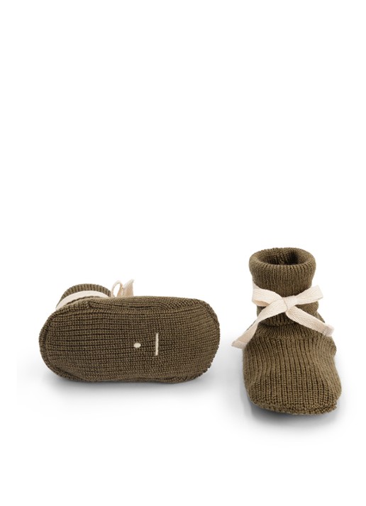 Gray Label Grofgebreide babyslofje van wol - voorkant 2 bruin