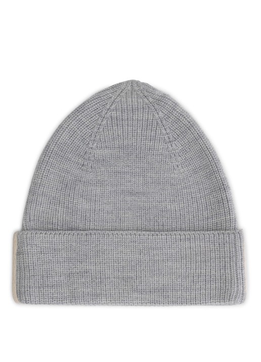 Gray Label Grofgebreide muts van merinowol - voorkant 2 grijsmele