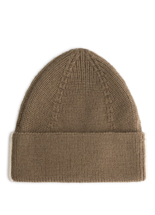 Gray Label Grofgebreide muts van merinowol - voorkant 2 bruin