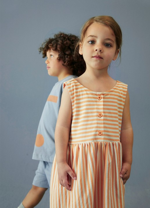 Gray Label Jurk met streepprint - voorkant 2 oranje