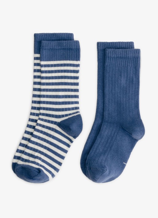 Gray Label Ribgebreide sokken in 2-pack - voorkant blauw