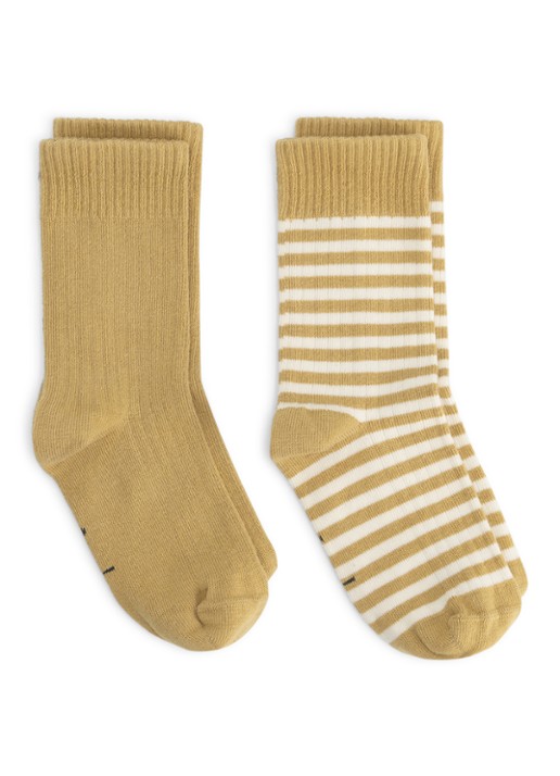 Gray Label Ribgebreide sokken in 2-pack - voorkant camel