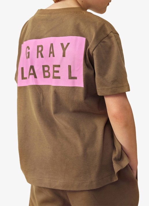 Gray Label T-shirt met logo - detail bruin