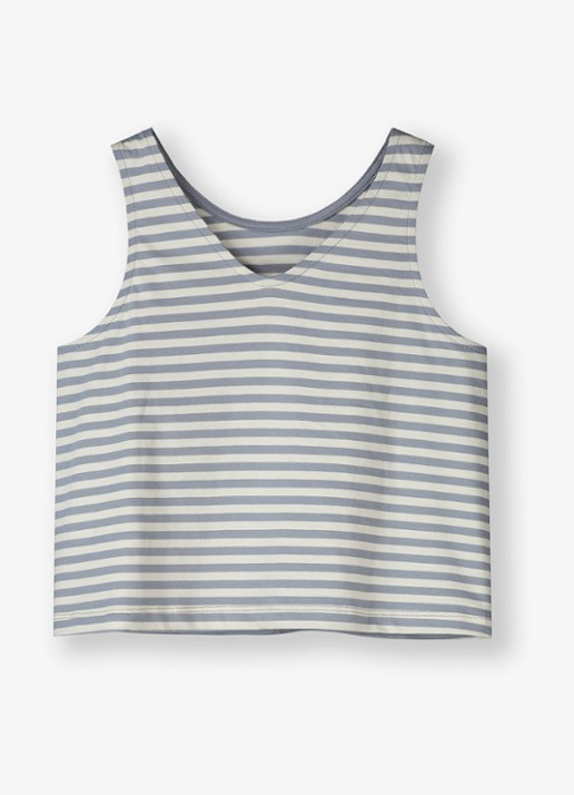 Gray Label Tanktop met streepprint - detail staalblauw