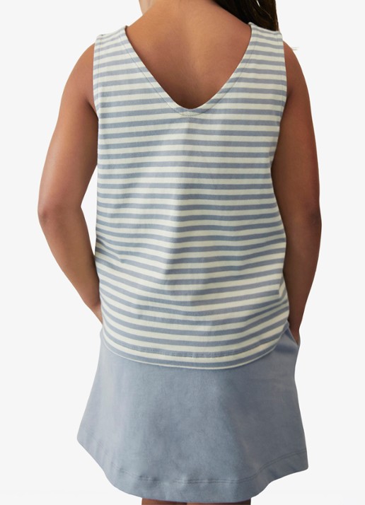 Gray Label Tanktop met streepprint - detail 3 staalblauw