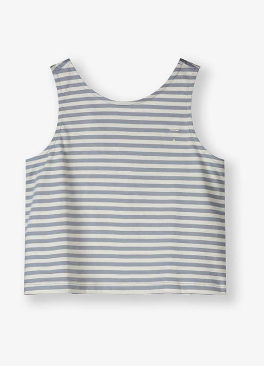 Gray Label Tanktop met streepprint - voorkant 4 staalblauw