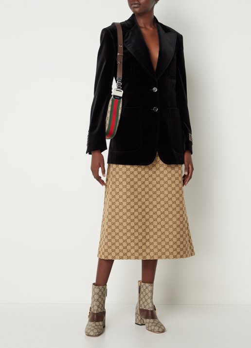 Gucci Blazer van fluweel met opgestikte zakken - voorkant 2 zwart