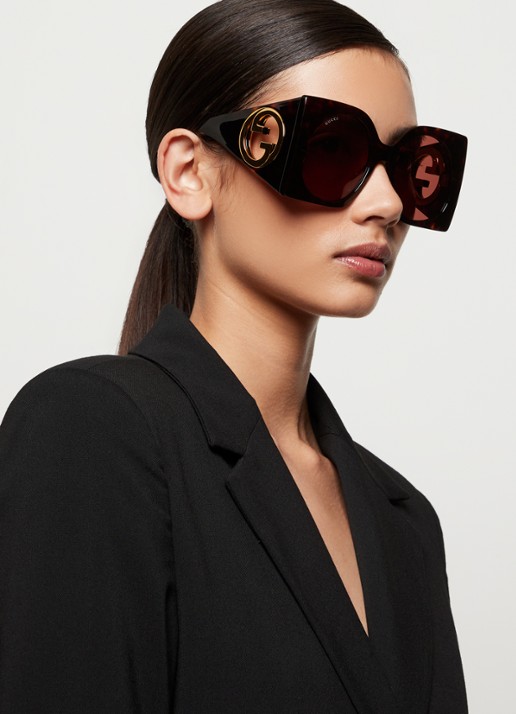 Gucci Butterfly zonnebril GG1254S - voorkant 5 donkerbruin