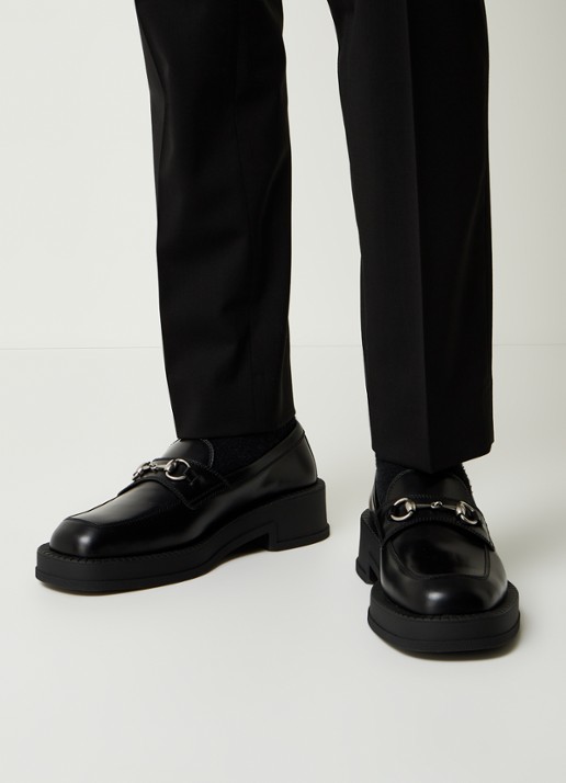 Gucci Genk loafer van leer  - voorkant 7 zwart