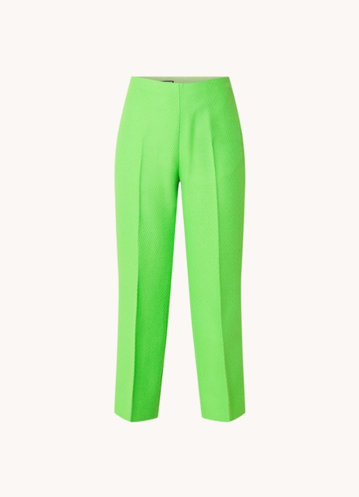 Gucci High waist straight fit cropped pantalon in wolblend - voorkant neongroen