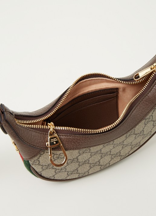Gucci Ophidia Mini baguette bag van leer en canvas - detail beige