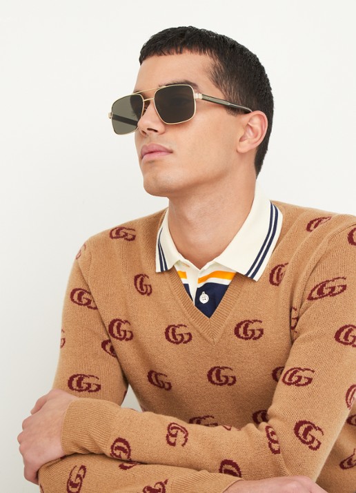 Gucci Piloten zonnebril GG0529S - voorkant 2 goud