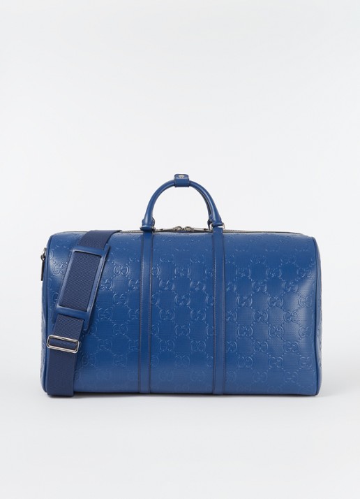Gucci Weekendtas van leer met logoprint - voorkant 2 blauw
