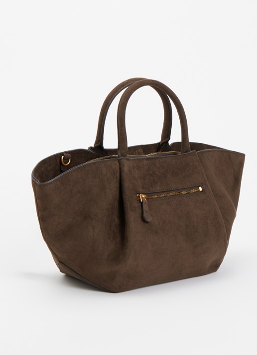 GUESS Allegra Girlfriend handtas met afneembare schouderriem  - achterkant 5 donkerbruin