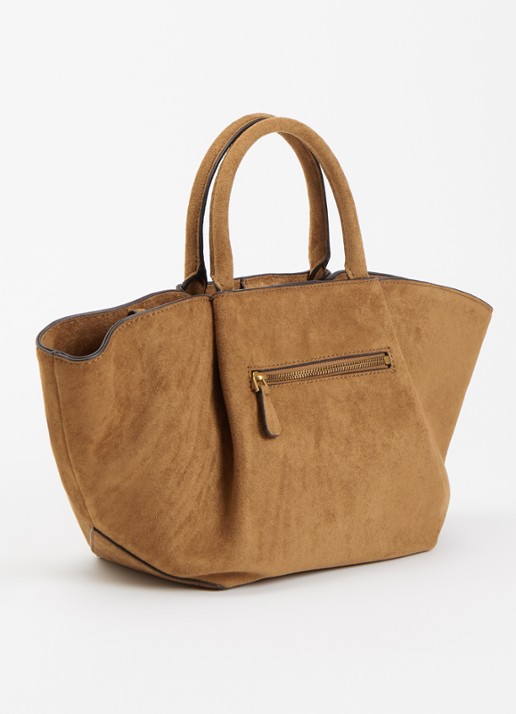 GUESS Allegra Girlfriend handtas met afneembare schouderriem  - achterkant cognac