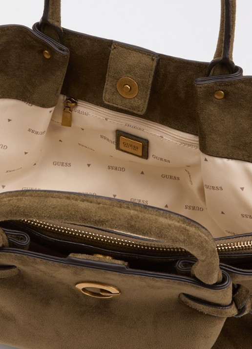 GUESS Allegra Girlfriend handtas met afneembare schouderriem  - detail 2 mosgroen