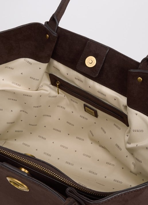 GUESS Allerga schoudertas met logo - detail 3 donkerbruin