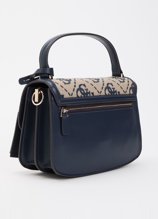 GUESS Audrey crossbodytas met logoprint en afneembare schouderriem - achterkant 5 donkerblauw