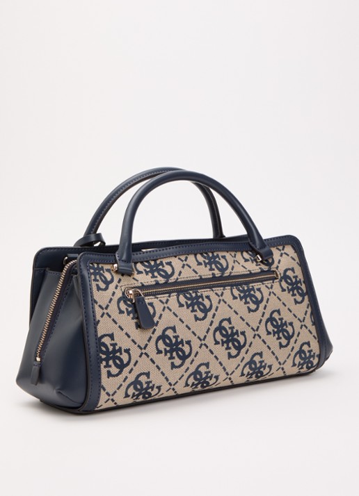GUESS Audrey handtas met logoprint en afneembare schouderriem - achterkant donkerblauw
