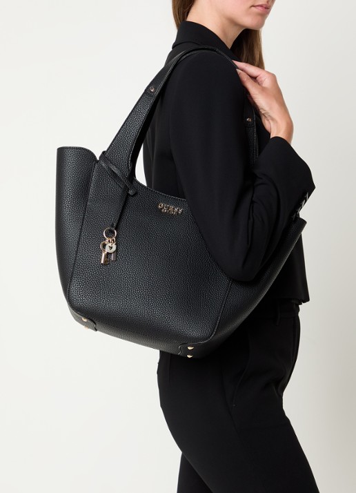 GUESS Calista shopper met uitneembaar etui - voorkant 6 zwart
